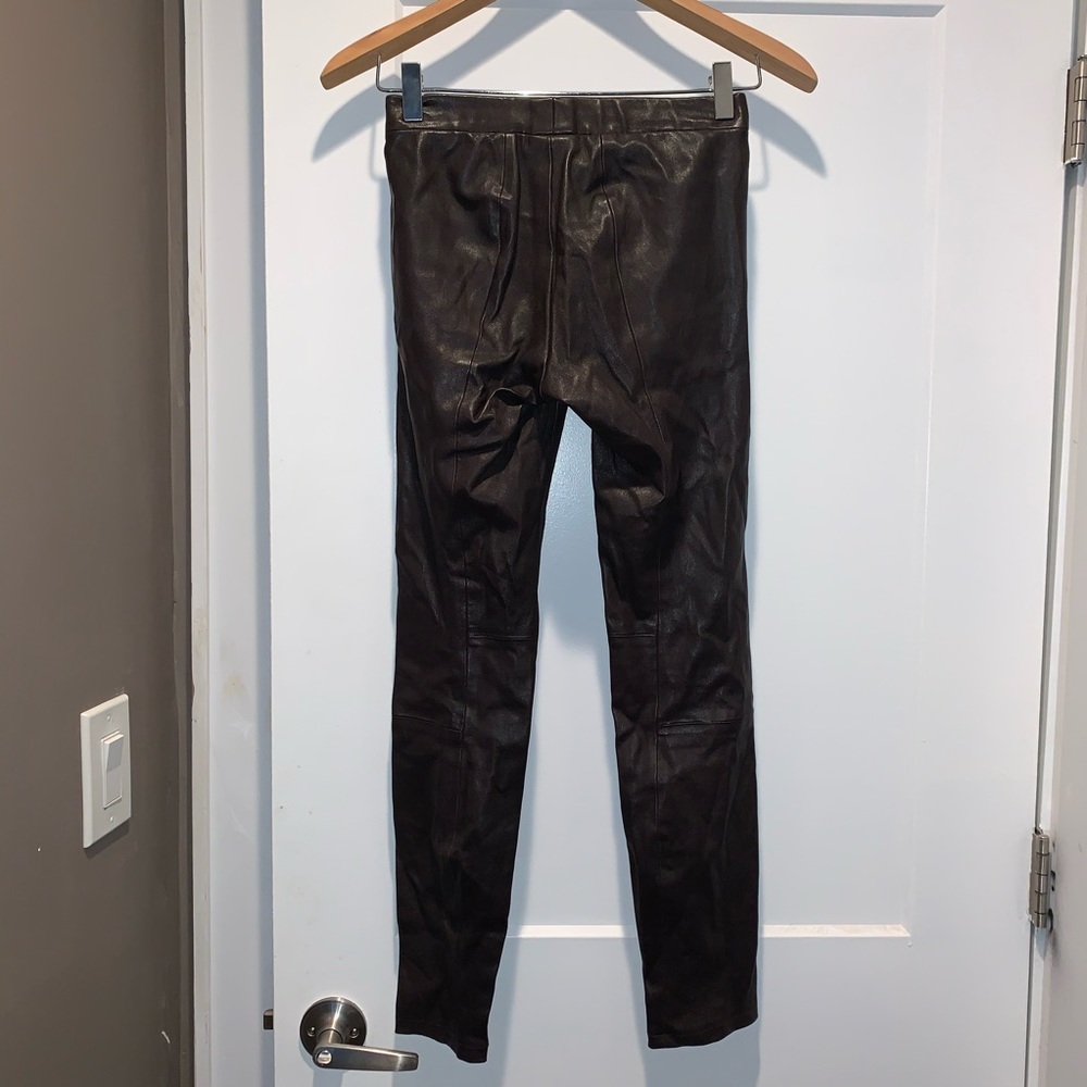 Dark Brown Faux Leather Leggings - Picture 2 of 5